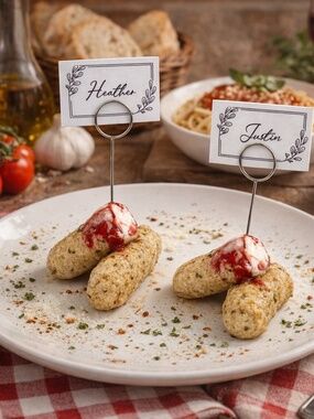 Mozzarella Stick Place Card Holders, Italian Food Table Decor, Food Label Holder